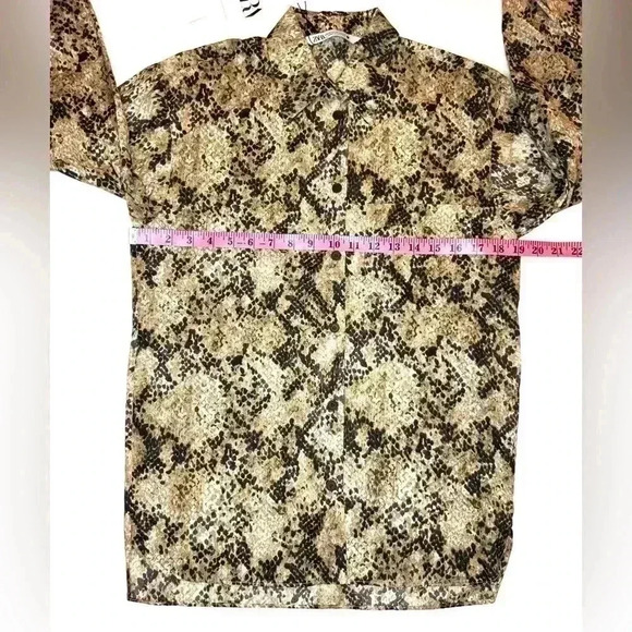 Zara Womens Animal Print Button Down Long Sleeve Shirt Size XS - Picture 5 of 9